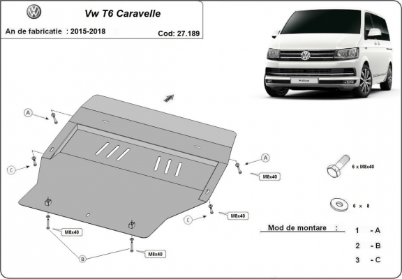 Cubre carter metalico Volkswagen Transporter T6 Caravelle