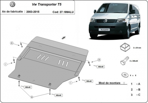 Cubre carter de aluminio Volkswagen Transporter T5