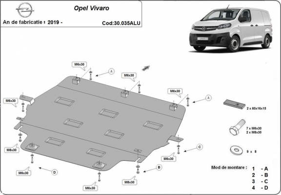 Cubre carter de aluminio Opel Vivaro