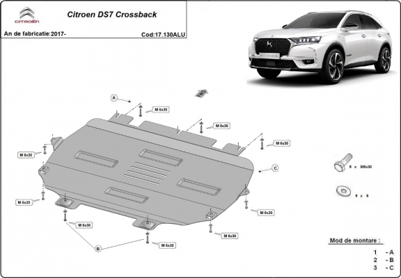 Cubre carter de aluminio Citroen DS7 Crossback