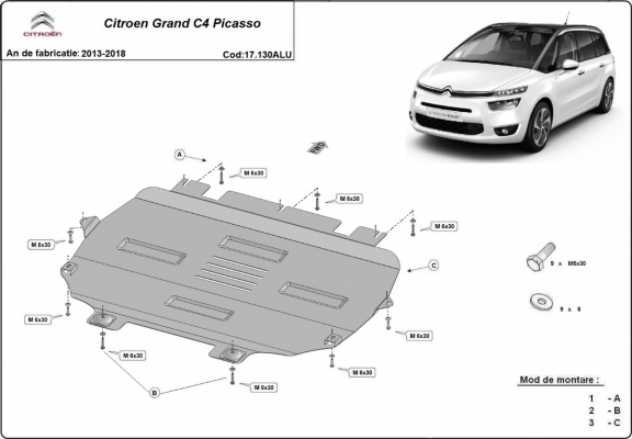 Cubre carter de aluminio Citroen Grand C4 Picasso