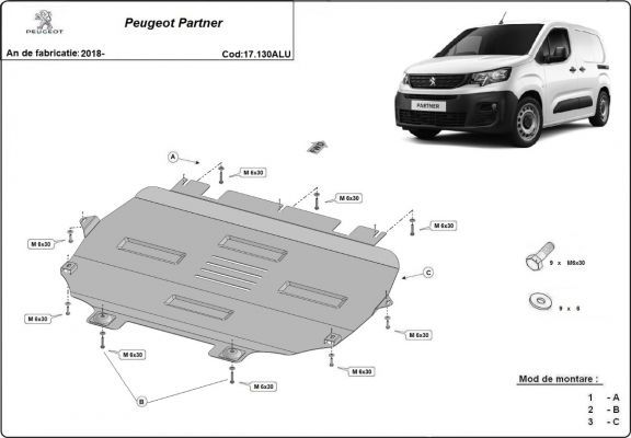 Cubre carter de aluminio Peugeot Partner