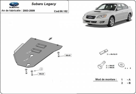 Protector de la caja de cambios Subaru Legacy - Manual