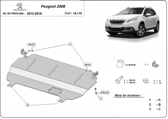 Cubre carter metalico Peugeot 2008