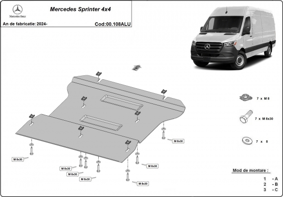 Protector de aluminio de la caja de cambios Mercedes Sprinter 4x4